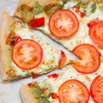 Permalink to: Pesto Pizza {with roasted red pepper, tomato and roasted corn}