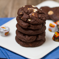 The Ultimate Peanut Butter Cup Brownie Cookies: Rich, fudgy, brownie-like chocolate cookies stuffed with melty peanut butter cups!