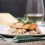 Permalink to: Parmesan Truffle Risotto with Grilled Salmon Risotto has never been easier or more delicious than with parmesan, truffle oil and grilled salmon!