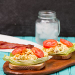 Permalink to: Egg Salad with Bacon Egg Salad with Bacon: Lightened up, protein packed egg salad with crispy center cut bacon--easy and delicious!