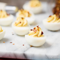 Wasabi Soy Deviled Eggs: Spicy and bold, like a california roll meets deviled eggs!
